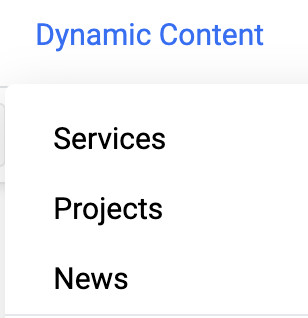 Heb je een blog, project of diensten catalogus op je website? Dan kan je deze terugvinden onder de "Dynamic Content" module.