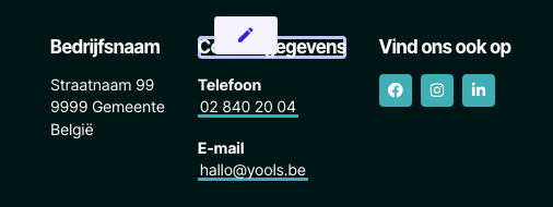 Klik op het potloodje bij de gegevens die je wil aanpassen. Het potloodje verschijnt als je met je muisaanwijzer beweegt over het onderdeel dat je wil bewerken.