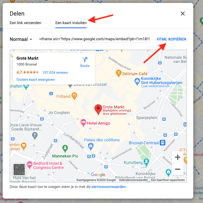 Integreer Google Maps in je website door de code in te sluiten. Dit zorgt ervoor dat jouw bedrijf beter vindbaar is in Google.