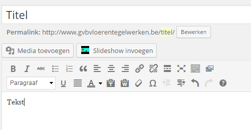 Bewerk de inhoud van je pagina voor je WordPress website. Voeg een titel, tekst en foto\'s toe om je pagina om te bouwen.